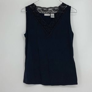 EAST 5TH BLACK STRETCH LACE TRIM STRETCH TANK TOP SIZE SMALL